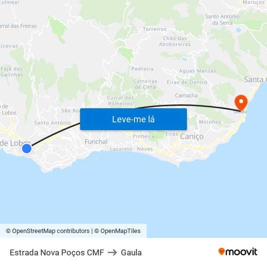 Estrada Nova Poços CMF to Gaula map