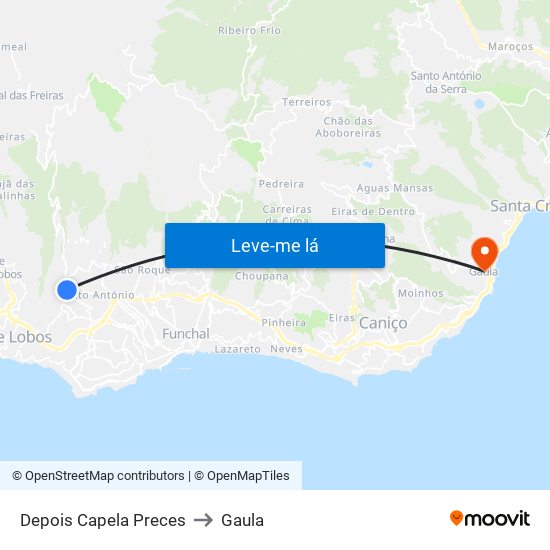 Depois Capela Preces to Gaula map