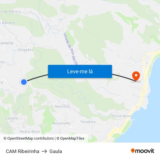 CAM Ribeirinha to Gaula map