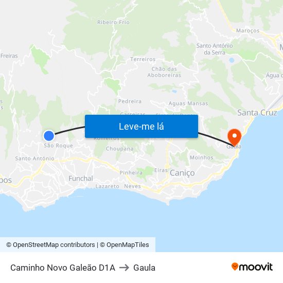 Caminho Novo Galeão  D1A to Gaula map