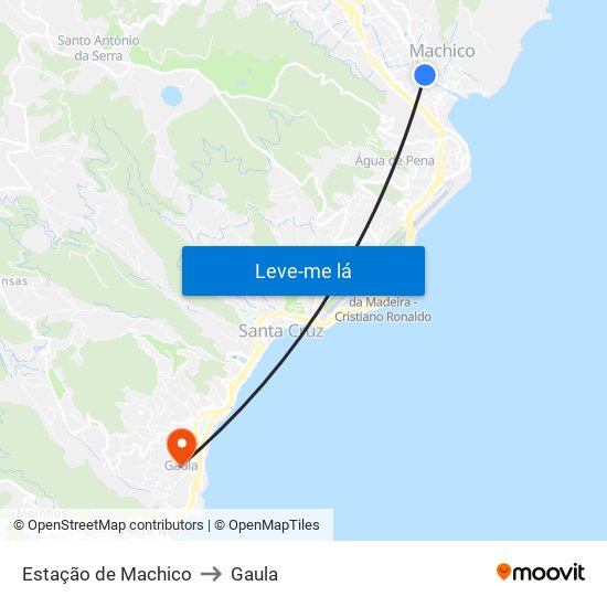 Estação de Machico to Gaula map