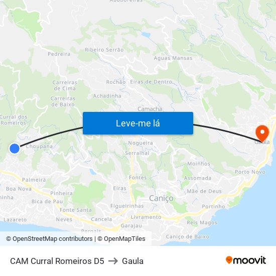 CAM Curral Romeiros  D5 to Gaula map