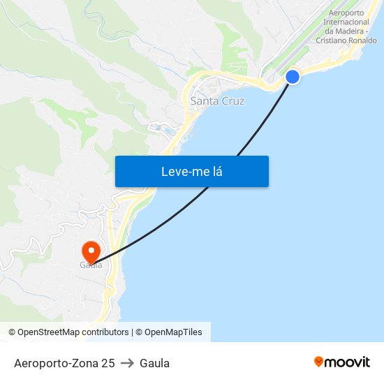 Aeroporto-Zona 25 to Gaula map