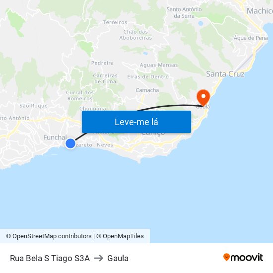 Rua Bela S Tiago  S3A to Gaula map