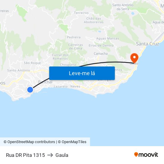 Rua DR Pita 1315 to Gaula map