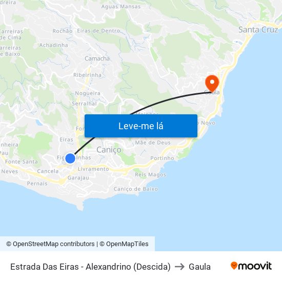 Estrada Das Eiras - Alexandrino (Descida) to Gaula map