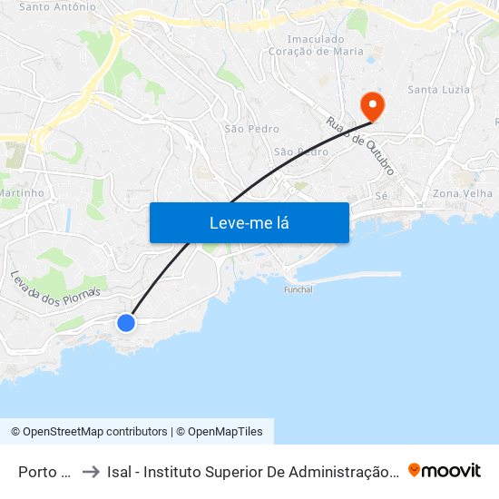 Porto Bay to Isal - Instituto Superior De Administração E Línguas map