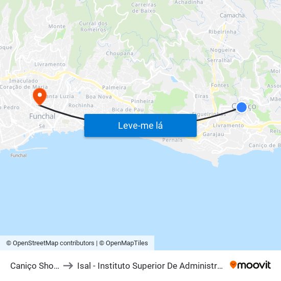 Caniço Shopping to Isal - Instituto Superior De Administração E Línguas map