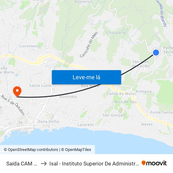 Saída CAM Pretos to Isal - Instituto Superior De Administração E Línguas map