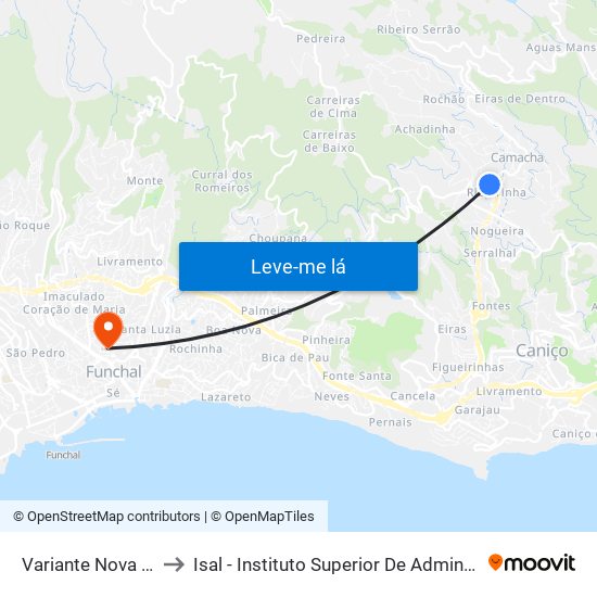 Variante Nova Camacha to Isal - Instituto Superior De Administração E Línguas map