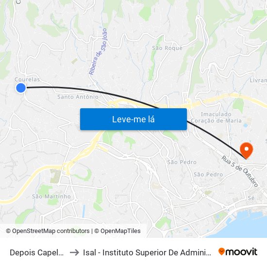 Depois Capela Preces to Isal - Instituto Superior De Administração E Línguas map