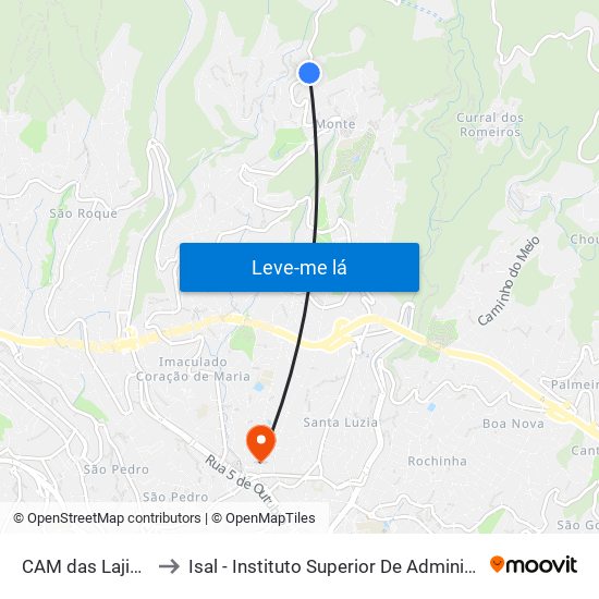 CAM das Lajinhas  S1A to Isal - Instituto Superior De Administração E Línguas map