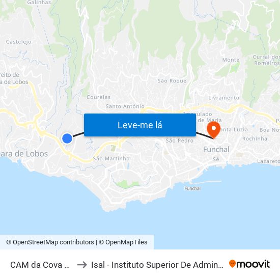 CAM da Cova do Til  S6A to Isal - Instituto Superior De Administração E Línguas map