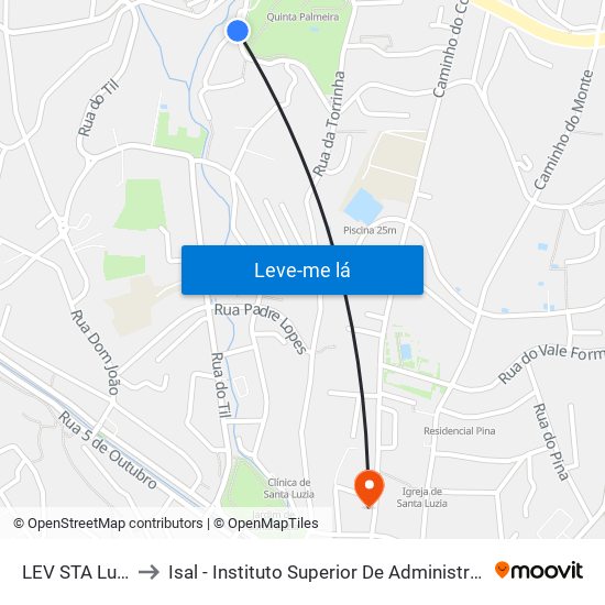 LEV STA Luzia  D1 to Isal - Instituto Superior De Administração E Línguas map