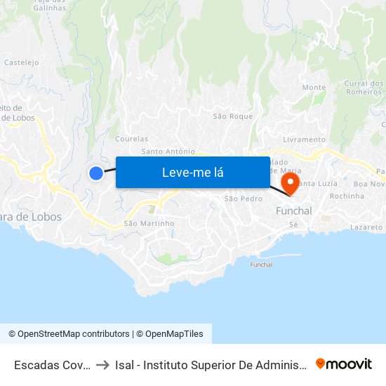 Escadas Cova do Til to Isal - Instituto Superior De Administração E Línguas map