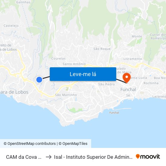 CAM da Cova do Til  S5A to Isal - Instituto Superior De Administração E Línguas map