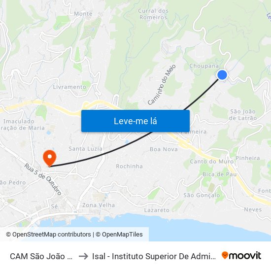 CAM São João Latrão  S1A to Isal - Instituto Superior De Administração E Línguas map