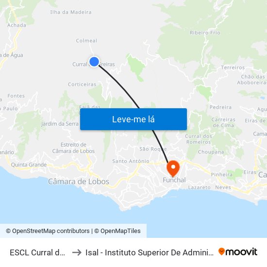 ESCL Curral das Freiras to Isal - Instituto Superior De Administração E Línguas map