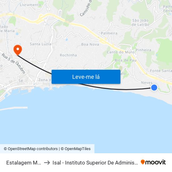 Estalagem Montanha to Isal - Instituto Superior De Administração E Línguas map