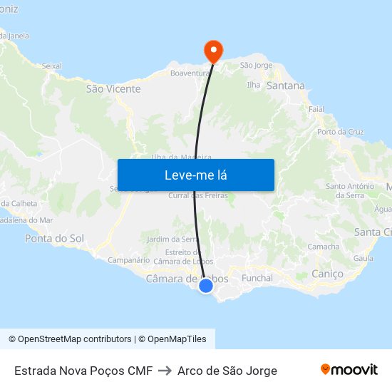 Estrada Nova Poços CMF to Arco de São Jorge map
