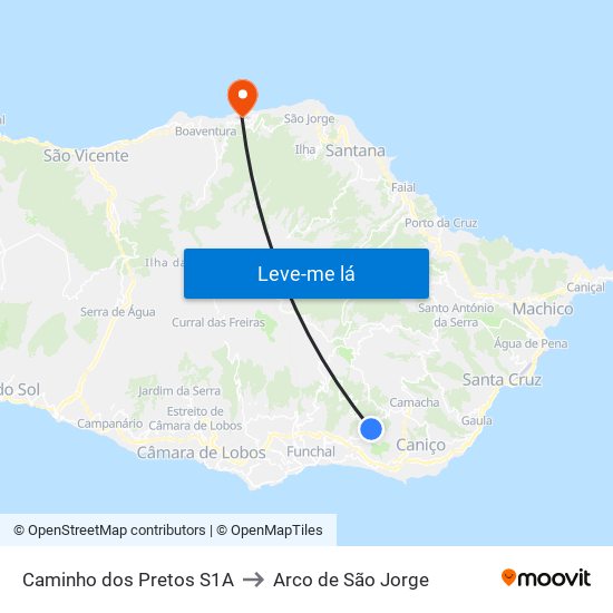 Caminho dos Pretos  S1A to Arco de São Jorge map