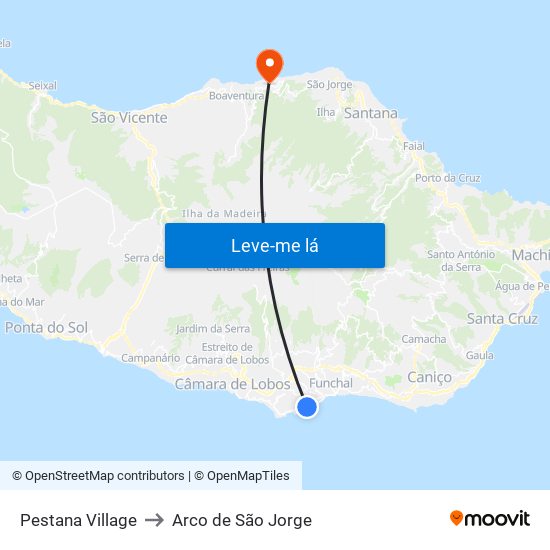 Pestana Village to Arco de São Jorge map