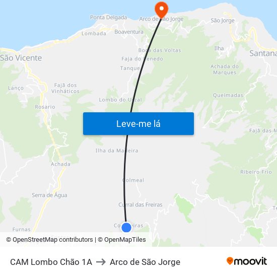 CAM Lombo Chão  1A to Arco de São Jorge map