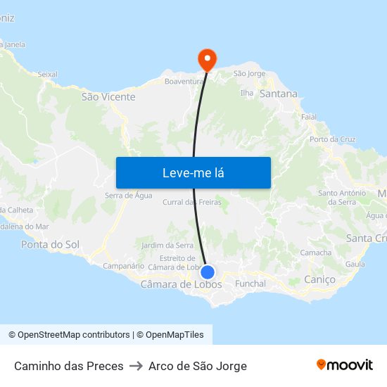 Caminho das Preces to Arco de São Jorge map