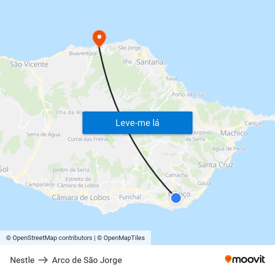 Nestle to Arco de São Jorge map