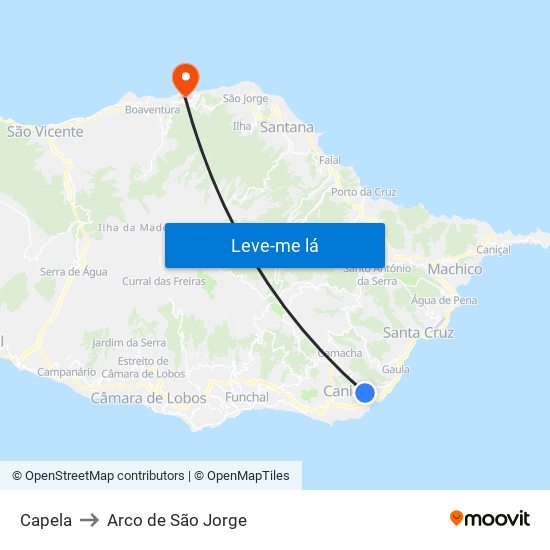 Capela to Arco de São Jorge map