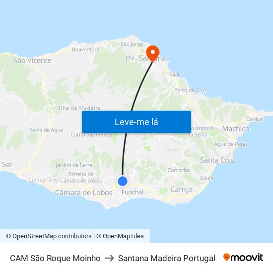 CAM São Roque  Moinho to Santana Madeira Portugal map