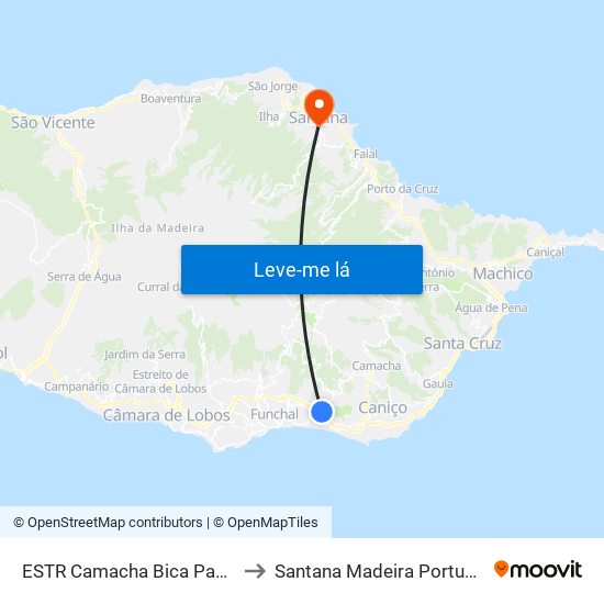 ESTR Camacha  Bica Pau  D to Santana Madeira Portugal map