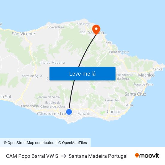 CAM Poço Barral  VW  S to Santana Madeira Portugal map