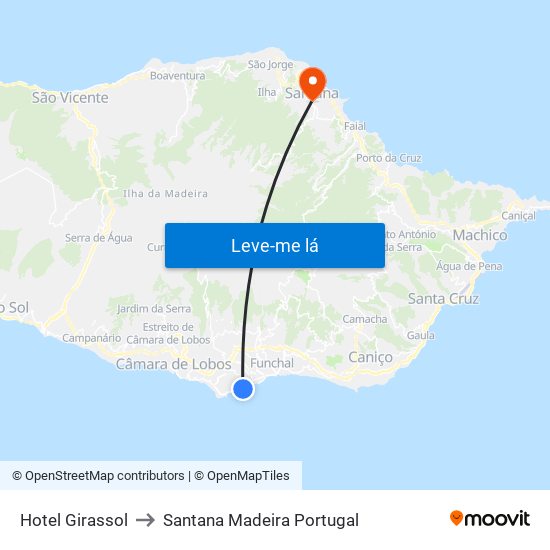 Hotel Girassol to Santana Madeira Portugal map
