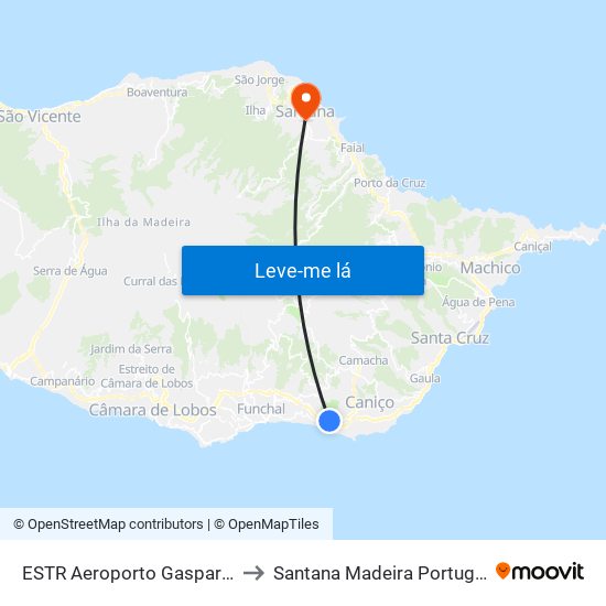 ESTR Aeroporto  Gaspar F to Santana Madeira Portugal map