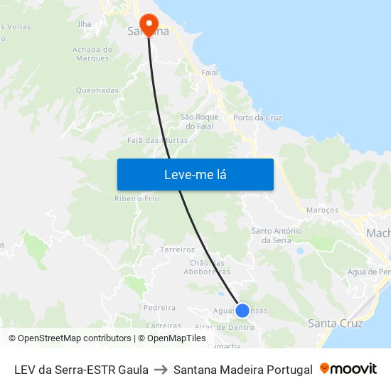 LEV da Serra-ESTR Gaula to Santana Madeira Portugal map