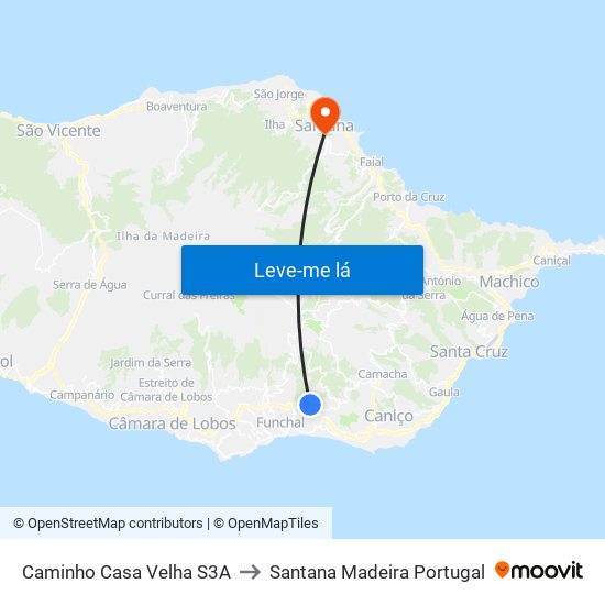 Caminho Casa Velha  S3A to Santana Madeira Portugal map