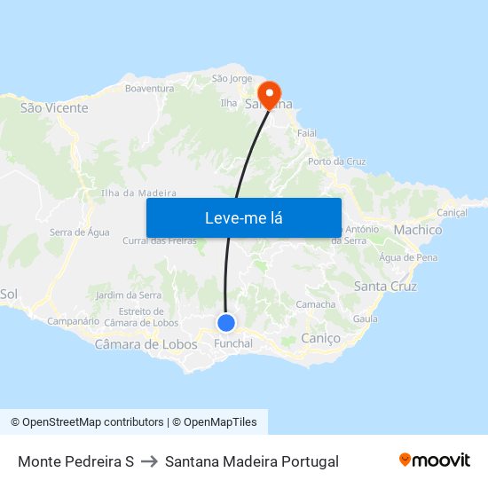 Monte  Pedreira  S to Santana Madeira Portugal map