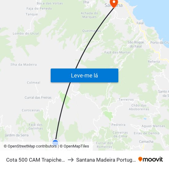 Cota 500  CAM Trapiche  D to Santana Madeira Portugal map