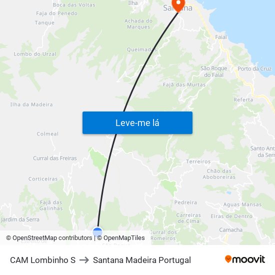 CAM Lombinho  S to Santana Madeira Portugal map