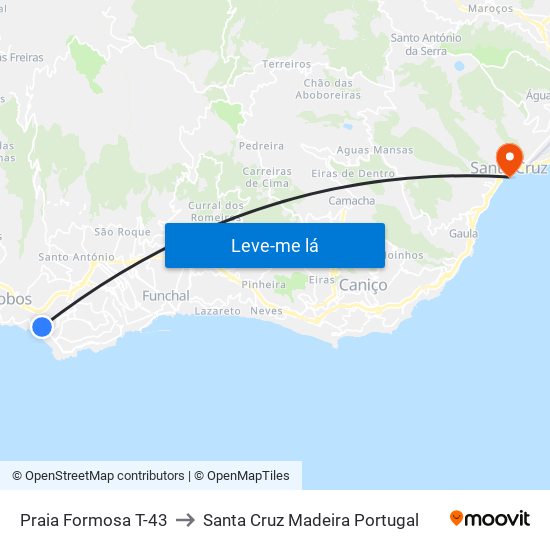 Praia Formosa  T-43 to Santa Cruz Madeira Portugal map