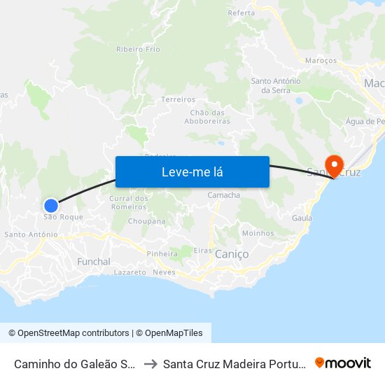 Caminho do Galeão  S3A to Santa Cruz Madeira Portugal map