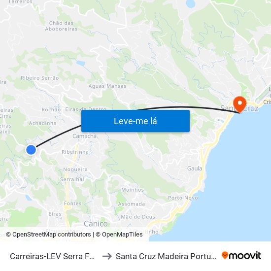 Carreiras-LEV Serra Faial to Santa Cruz Madeira Portugal map