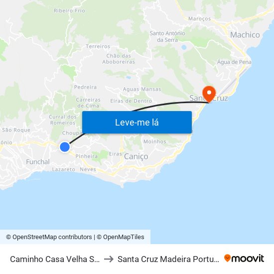 Caminho Casa Velha  S1A to Santa Cruz Madeira Portugal map