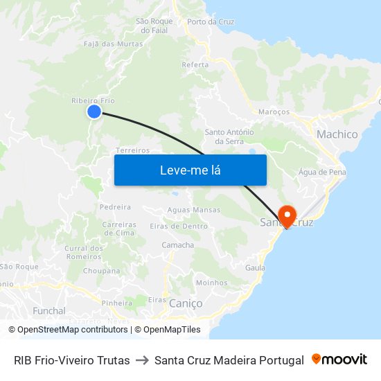 RIB Frio-Viveiro Trutas to Santa Cruz Madeira Portugal map