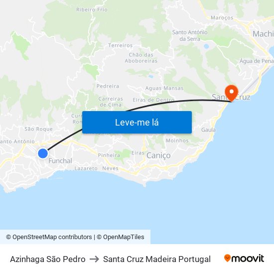 Azinhaga São Pedro to Santa Cruz Madeira Portugal map