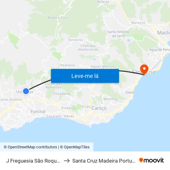 J Freguesia São Roque  S to Santa Cruz Madeira Portugal map