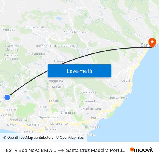ESTR Boa Nova  BMW  D to Santa Cruz Madeira Portugal map