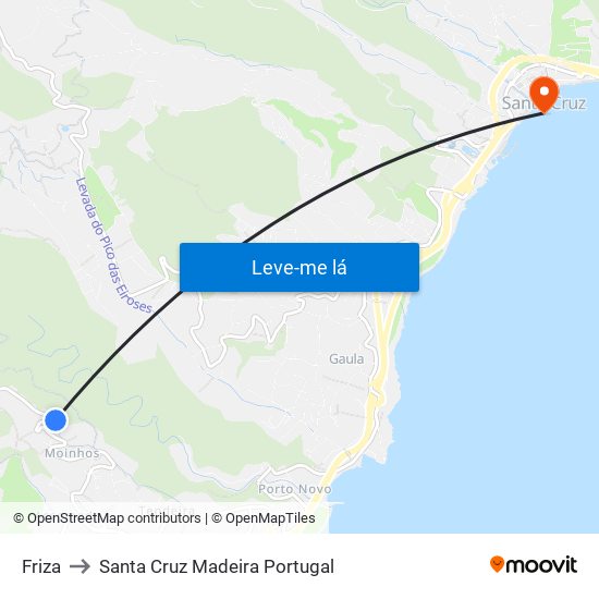 Friza to Santa Cruz Madeira Portugal map