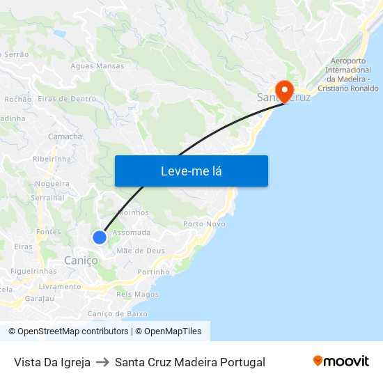Vista Da Igreja to Santa Cruz Madeira Portugal map